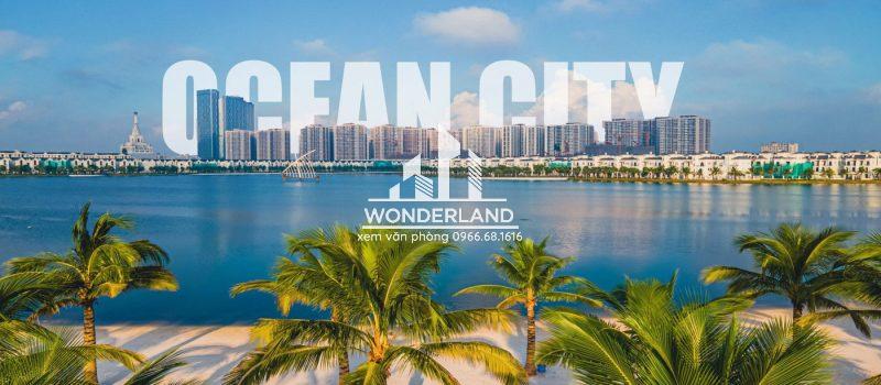 Cảnh quan Vinhomes Ocean Park. Tỷ lệ lớn diện tích mặt nước, cây xanh