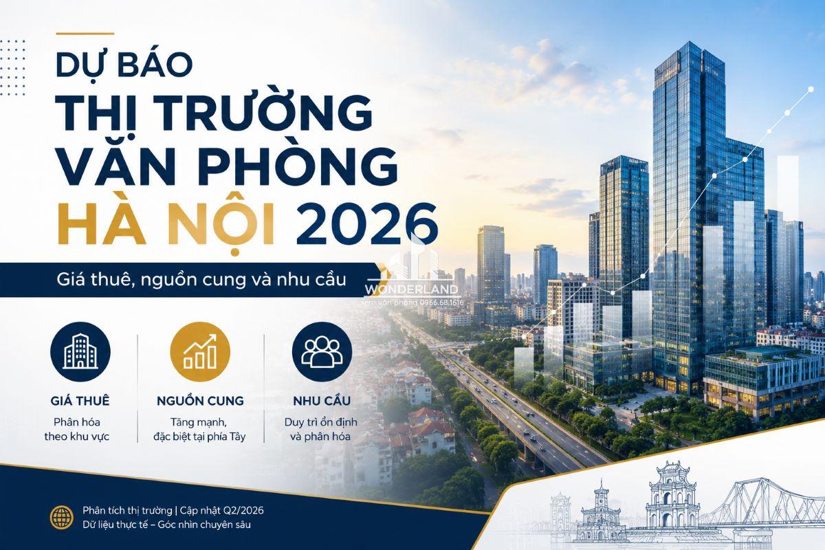 Dự báo thị trường văn phòng Hà Nội 2026: Giá thuê, nguồn cung và nhu cầu