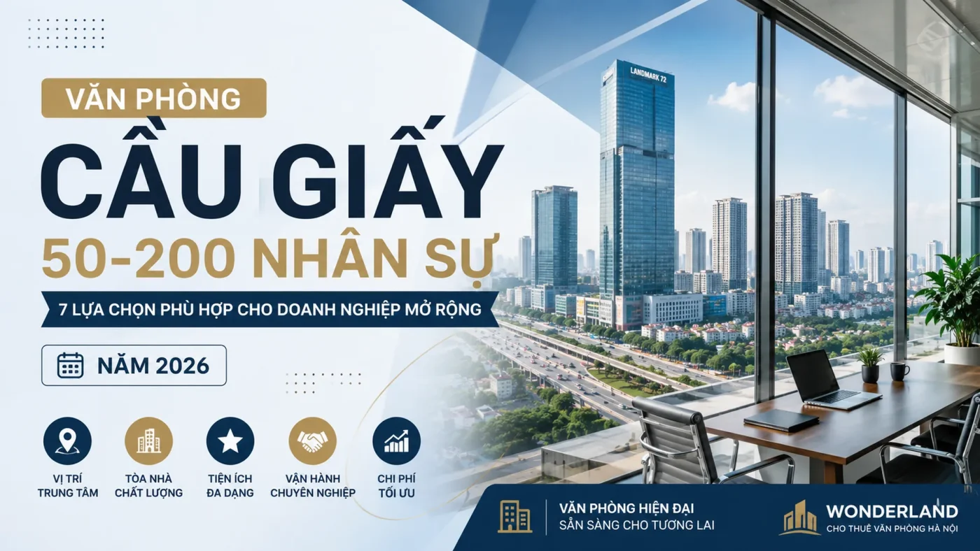 Văn phòng Cầu Giấy 50-200 nhân sự phù hợp cho doanh nghiệp mở rộng năm 2026