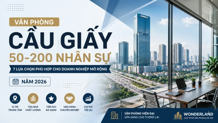 Văn phòng Cầu Giấy 50-200 nhân sự phù hợp cho doanh nghiệp mở rộng năm 2026