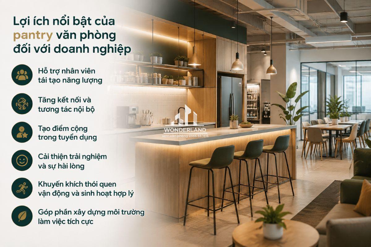 Lợi ích nổi bật của pantry văn phòng đối với doanh nghiệp