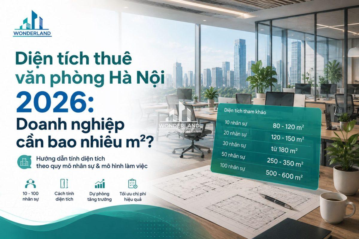Diện tích thuê văn phòng Hà Nội 2026: Doanh nghiệp cần bao nhiêu m²?