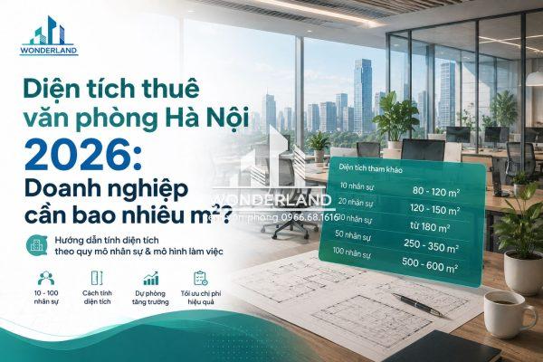 Diện tích thuê văn phòng Hà Nội 2026: Doanh nghiệp cần bao nhiêu m²?